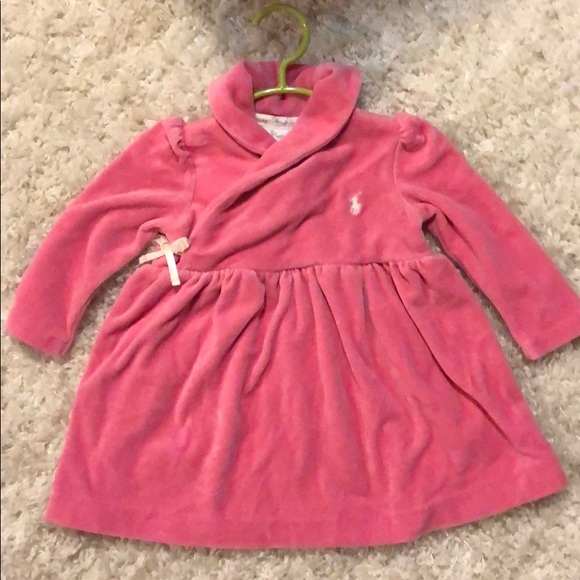 Ralph Lauren Dresses Pink Ralph Lauren Baby Girl Velour Dress